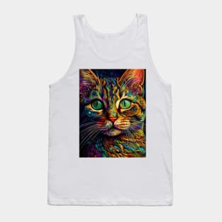 Close-up of a cat's head. Illustration in abstract style. Tank Top